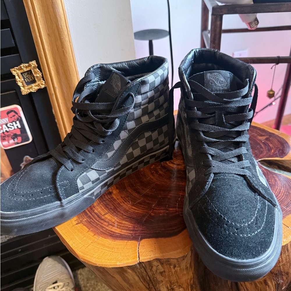 Vans Men's Sk8 His Black Checkered High-Top Sneakers size 10 - Picture 3 of 7